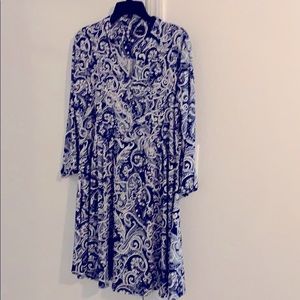 New Direction navy paisley print dress L NWT
